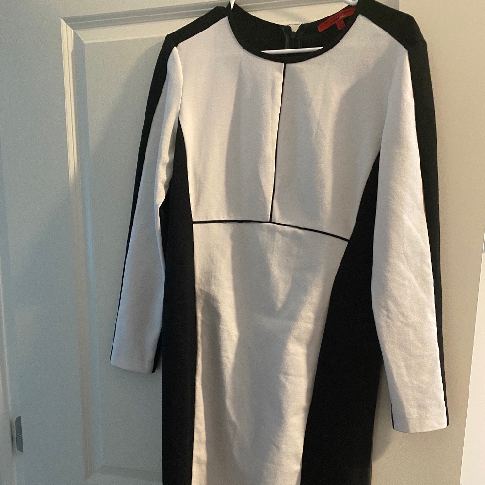 Black and white block dress